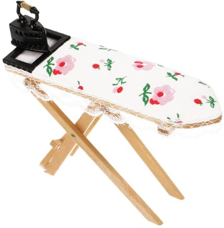 ibasenice Table à Repasser Miniature avec à Repasser Décoratif pour Maison De Poupée Accessoire Décoratif pour Miniature Et