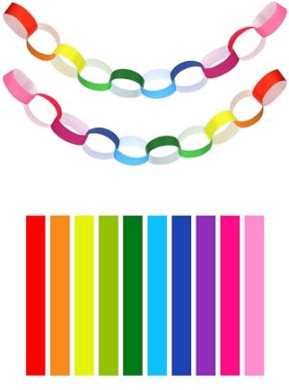 Henbrandt 100-Piece Paper Chain Craft Set with Self Adhesive Paper Links (21cm x 2.5cm) Classroom, Arts & Crafts, DIY Garland Decoration Chains for Party Decorations
