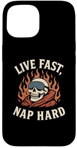 Live Fast Nap Hard - Funny Skull Sleep Metalhead Hülle für iPhone 15