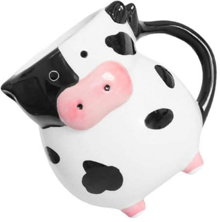 BESTOYARD Taza de Café de Cerámica Forma de Vaca con Pies Antideslizantes Pintado para Oficina Tazas Divertidas