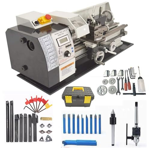 ZXCVBNMQ Metric Precision Metal Bench Lathe, Miniature Lathe Milling Machine,Continuously Variable Speed, for Sample Creation, Model Processing
