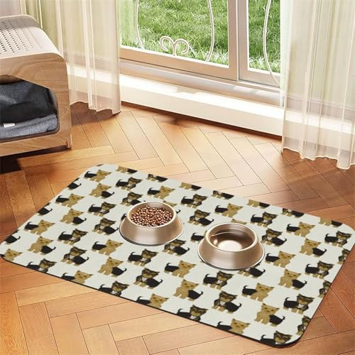 Yorkshire Terrier, süßer Yorkie-Hund, Haustier,wasserdichte Futtermatte für Haustiere, Tischsets für Katzen und Hunde für Futter und Wasser, Futtermatten aus PU-Leder,40x60cm