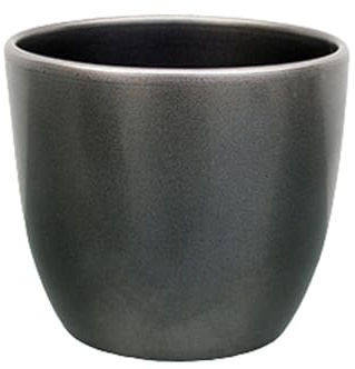 Leni Sylt Blumentopf Übertopf Keramik rund Ø 11 cm Dunkelsilber Metallic | für Zimmerpflanzen, glänzend, Pflanztopf für Innenräume