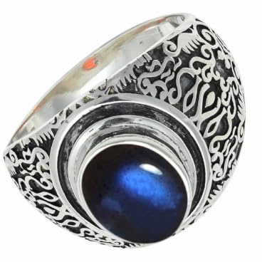 SILVERTROVE Labradorit Edelstein Herren und Damen in allen Größen silberplattiert Stilvoller Handgefertigter Band Ring Schmuck CRG1220BN24_(70 (22.3))