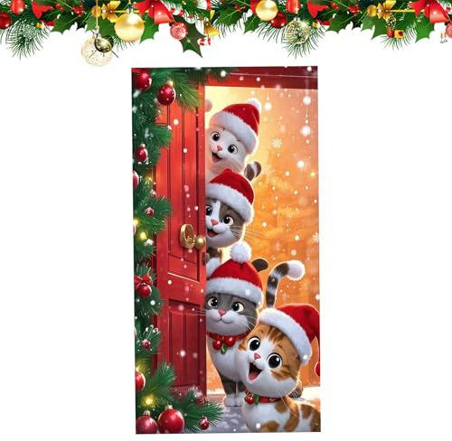 Opdestn Funda De Puerta Navideña | Decoración del Hogar Reutilizable Y | Cubierta De Puerta Navideña Decoración De Exterior,para Interior Oficina Apartamento Porche Fiesta Sala De Estar Pasillo