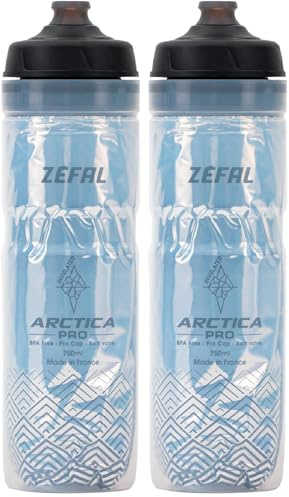 ZEFAL Arctica Pro Trinkflasche Silber/Schwarz 750m (Packung mit 2)