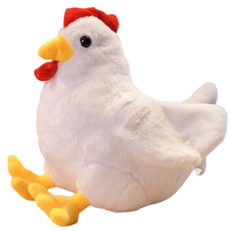 JORCEDI Huhn Kuscheltier, Weiches Flauschiges Plüschtier Henne, Stofftier für Kinder, Ostergeschenk für Tierliebhaber (30 cm,Weiß)