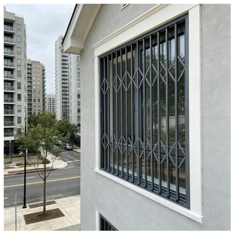Reja de seguridad retráctil de alta resistencia, Barras de aluminio antirrobo para ventanas con cerradura, Barandilla protectora para ventanas de balcón(W115xH160cm/45x63in)