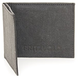 FRITZVOLD MINIMAL Wallet mit erweitertem Münzfach, kleines, dünnes Portemonnaie für Herren, extrem Flacher Geldbeutel, Slim Portmonee, Geldbörse aus waschbarem Papier-Kunstleder, schwarz