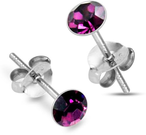 Monster Piercing 6MM rund Amethyst Februar Birthstone 925 Sterling Silber Ohrstecker