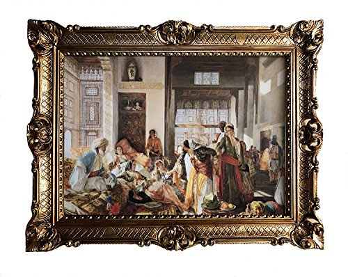 Made in Italy Gemälde Harem Orient Oriental orientalische bilder Bild mit Rahmen Wandbild 90x70cm Kunstdrucke und Gemälde Retro Repro Antik für Cafe Bar Home Büro Praxis 58B
