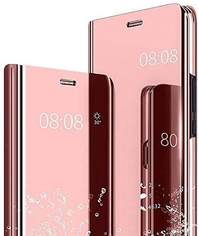 kompatibel Samsung Galaxy S10e | S10 | S10 Plus Hülle neueste Mirror Case Spiegel Schutzhülle PU Leder Flip Handy Case Clear View Standing Cover für Galaxy S10e | S10 | S10+ (S10 Plus, Rotgold)