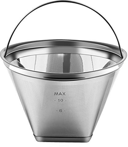 Wiederverwendbarer Kaffeefilter Nr. 4, kegelförmig, permanent, 6–10 Tassen, Edelstahl, Kaffeefilter für Cuisinart Maker, Ninja, Kaffee, Bar, Brauer, BPA-frei