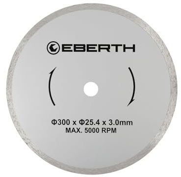 EBERTH Disque à tronçonner diamanté pour la pierre, le béton et le carrelage, Disque diamant de 300 mm de diamètre, alésage de 25,4 mm, épaisseur de 3,0 mm, pour granit, céramique, marbre