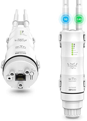 Répéteur WiFi extérieur Amplificateur de portée Wi-FI Amplificateur de Signal AC600 Double Bande AP Réseau Amplificateur 2.4G 5ghz Antennes à Gain élevé 600Mbps Pont WiFi boosters