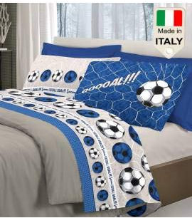 Completo Lenzuola Letto Napoli Juve Milan Inter Squadre Calcio Pallone : Colore - Blu, Misura - Singolo