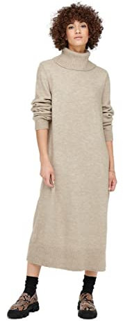 Only Onlbrandie L/S Roll Neck Dress Knt Noos Vestido, Pumice Stone W. Melange, M Mujer