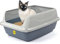 CAT CENTRE Big Open Cat Litter Tray Box Grey Pan 56cm Plastic Large Toilet Extra Deep Anti-Spillage Non-Leaking Kittens Cats Loo Detachable High Rim Rounded Corners Easy Access Safe Durable