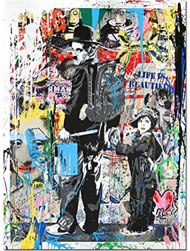 RUIYANMQ Holzpuzzle 1000 Stück Bunte Charlie Chaplin Graffiti Replikat Puzzles Lernspielzeug Für Erwachsene Geburtstagsgeschenk Yp43Vq