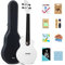 Rosen Nova Konzert-Ukulele aus Kohlefaser für Erwachsene und Kinder, Anfänger-Set, 58,4 cm, Reise-Ukulelen mit Koffergurt, Kapodaster-Saiten und Plektrum, Weiß