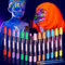 Creamify Bodypainting Farben, 14 Stück Neon UV Kinderschminke Set, Schminkstifte für Kinder, UV Glow in The Dark Schminkstifte, Abwaschbare Face Paint, Gesichtsglitzer Festival für Neon Party