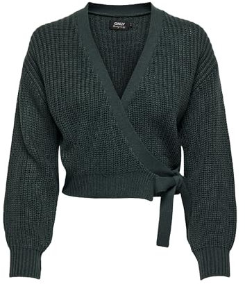 ONLY Damen Onlbreda Wrap L/S Cardigan Knt Noos Strickjacke, Green Gables, L EU