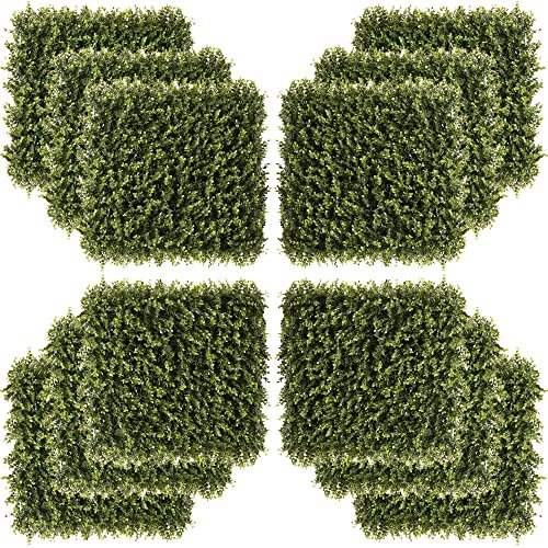Outsunny 12 Stück künstliches Pflanzenwand Hecke 50x50 cm UV-Schutz Sichtschutz Schwimmer Gras Design Heckenpflanze für Garten Outdoor Dekor