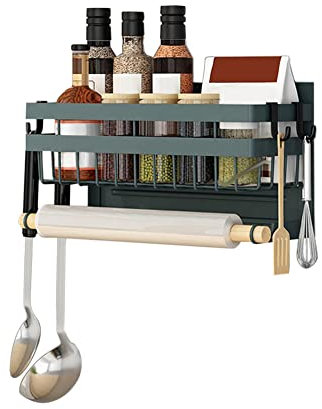 Redwestmelon Estante Magnético para Especias de Nevera de 2 Tier, Organizador de Almacenamiento de Condimentos, Support Lateral para Refrigerador con Soporte para Toallas de Papel