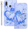 Bartern Handyhülle für Huawei P20 Lite Klappbar,Herz(Liebe)+ Blumen Huawei P20 Lite Hülle,PU Leder Wallet Schutzhülle Tasche Klapphülle mit Kartenfach Magnetverschluss Standfunktion,Blau