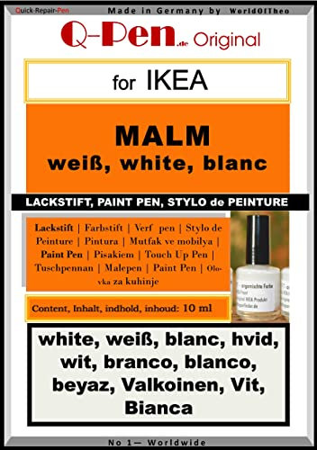 Q-Pen Ausbesserungsfarbe passend für Ikea MALM weiß - white - blanc
