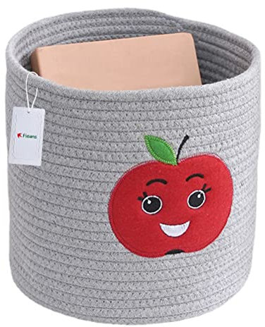 Fieans Kleiner Aufbewahrungskorb Baumwollseilkorb Geflochtener Aufbewahrungsbox Dekorativer Organizer Körbe für Kinderzimmmer, Wohnzimmer, Büro - Grau