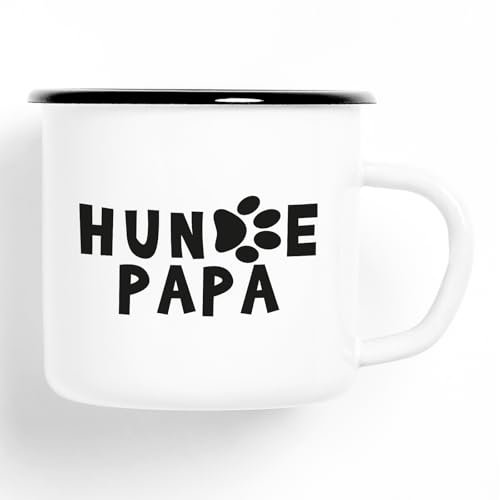 Huuraa Emaille Tasse Hundepapa Geschenk Kaffeebecher Vintage 300ml Hundepapa Geschenkidee