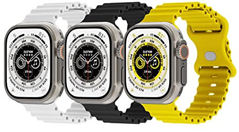 Suitisbest Ocean,Cinturino in silicone compatibile con Apple Watch 49 mm, 45 mm, 44 mm, 42 mm, 41 mm, 40 mm, 38 mm, con chiusura a pressione, serie 8/7/6/5/4/3/2/1, 38mm/40mm/41mm
