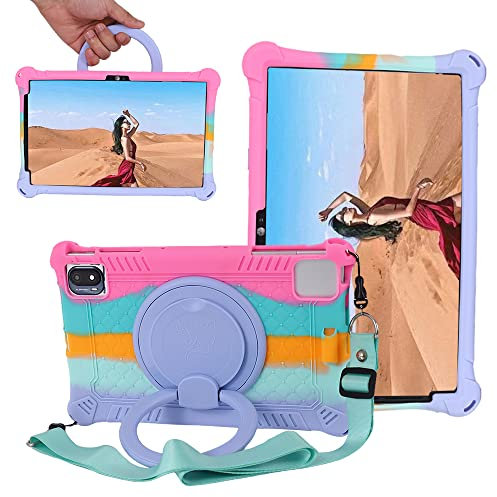 YHFZR Funda para TCL 10 Tab MAX 4G(10.36), Soporte Giratorio Silicón Ligera Carcasa Antideslizante para los niños para TCL 10 Tab MAX 4G(10.36), Rosa-A