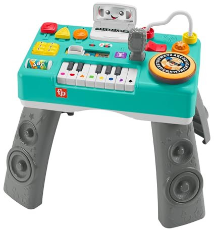 Fisher-Price Lernspaß DJ Spieltisch - musikalisches Lernspielzeug mit 3 Klavierspielmodi, Lichtern, Version: Englisch; Italienisch; Portugiesisch; Spanisch, HRB60