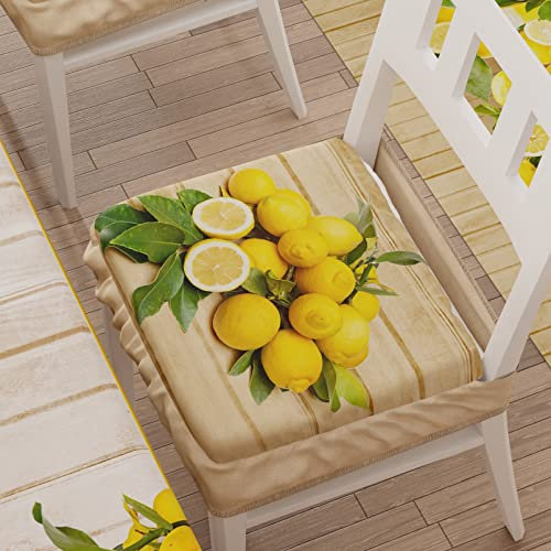 PETTI Artigiani Italiani - Kissen für Küchenstuhl, mit Gummizug, 2 Stück, Kissenbezüge aus Mikrofaser mit Gummiband, Stuhlbezüge mit Feder, Design Lemon 100% Made in Italy