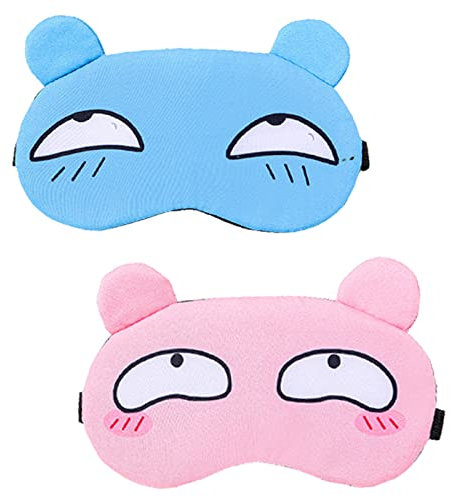 JCKD 2 pièces mignon dormir les yeux bandés doux moelleux couverture yeux bandeau bouclier voyage dormir pour masque pour les yeux masque de sommeil enfants filles femme dame rêverie masque de sommeil