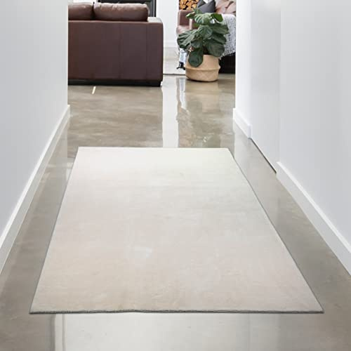 CARPETIA Teppich Shaggy Hochflorteppich waschbar rutschfest Creme Größe 60x110 cm