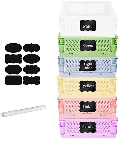 6 Stück Klappkiste Klein Plastik 15×10×6cm,Mini Körbe Kunststoff Faltbox,Stapelbehälter Organizer für Faltbare Aufbewahrungskorb,Aufbewahrungsboxen Lagerkisten für Kinderzimmer,Küche,Arbeitszimmer