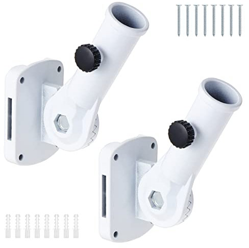 eROOSY 2 PCS Support de Drapeau Réglable, Porte Drapeau Mural Exterieur, Support Mural pour Mât de Drapeau avec vis, Blanc