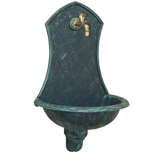 MetallWeb® Gartenbrunnen, Wandbrunnen Siena, in unterschiedlichen Farben (Schwarz - Patina Grün)
