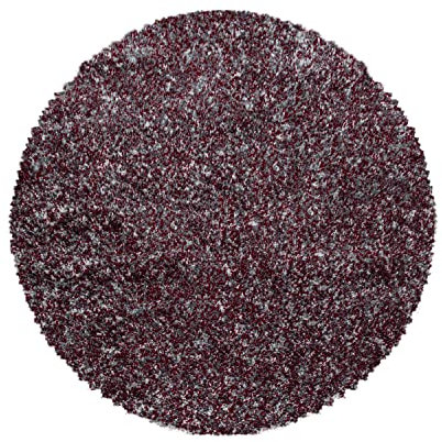SIMPEX Teppich Wohnzimmer 80 cm Rund Hochflor Teppich Rot Moderne Einfarbig Meliert Design - Schlafzimmer Teppich Pflegeleicht Extra Weich Extra Flauschig - Carpet Living Room Deko