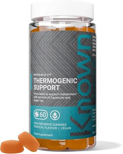 Known Termogen Stöd Gummies – Tropisk Smak – Veganskt Gummy-kosttillskott med Krom, Grönt Te, L-Tyrosin & Kolin – Viktkontroll, Metabolism & Energi – 1 Månads Förbrukning – För Män & Kvinnor