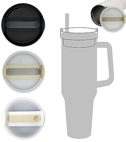 Stanley Ersatzdeckel, Auslaufsicher, Spritzwassergeschützt, Wiederverwendbar, für Becher-Zubehör, 3 Stück (Grau + Schwarz + Beige)