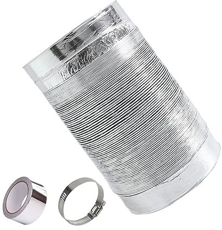 Tumble Dryer Hose Ø 80/100/110/120/150/160/170/180/200mm Ducting With 2 Clamps Flexible Tumble Dryer Vent Kit Extractor Fan Ducting Aluminium Tube For Dryer, Kitchen (Color : 2m, Size : 120mm)