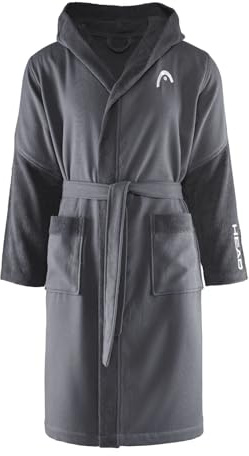 osama home Head Dynamic Cappuccio e Tasche in Microspugna di Puro Cotone 100% Certificato Oeko-Tex, Accappatoio Donna e Uomo Morbido, Assorbente e Salvaspazio, Taglia M, Iron Grey, M Unisex-Adulto