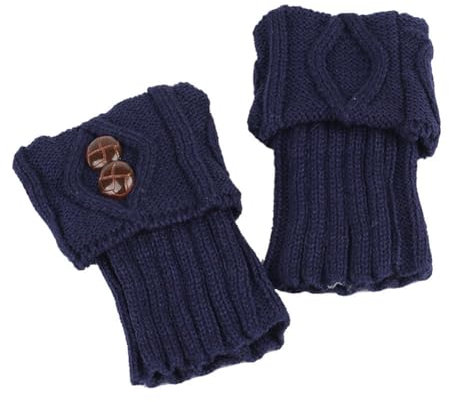 Yurosiay Kurz Beinwärmer Damen Gestrickte Beinstulpen Mit Knöpfen Winter Warme Stiefel Stulpen Stricken Häkelarbeit Legwarmer Mode Beinwärmer Stulpen für Frauen Mädchen Einheitsgröße Dunkelblau