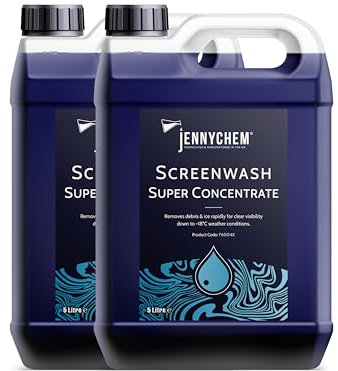 Jennychem Super Concentrated Screenwash. Screen Wash Concentrate Antifreeze Works In Winter Weather Up To -18°C. Anti-Smear. Can be Diluted To Suit All seasons (10 Litre - Pack of 2 x 5 Litre)