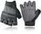 HANDLANDY Fingerless Work Gloves, Half Finger Working Glove Grip Shock-Absorbing Breathable U-Wrist TPR Gloves for Men & Women Fingerless-Grey