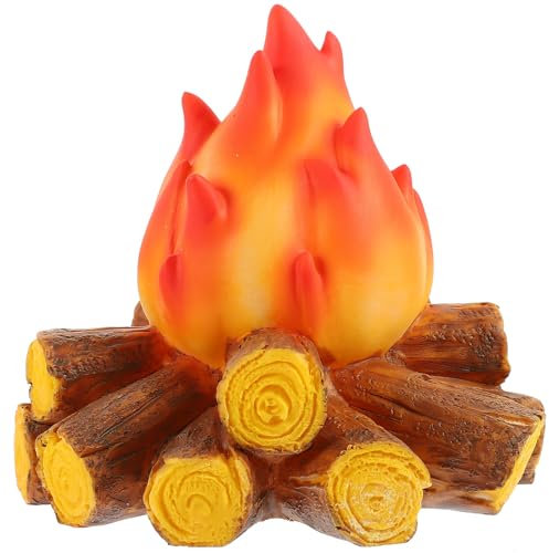 Kichvoe Led-Fake-Lagerfeuerlampe Kunstharz Batteriebetrieben Künstliches Feuer Fake-Flamme-Fackel Mit Realistischem Holzscheit Flammenlose Kerze Für